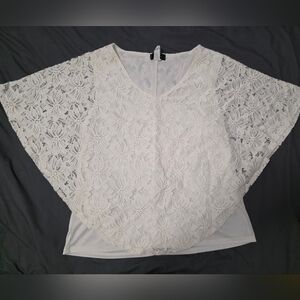 Espresso White Floral Lace Blouse